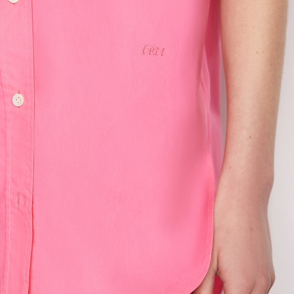 Frame The Oversized Vacation Shirt in Hot Pink Sz M - Picture 6 of 13